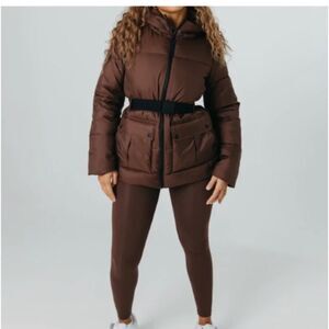 We are Tala Brown Zero Belted Puffer